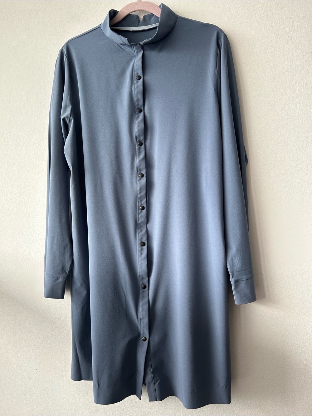 ADAY Back to Front Snap Down Shirt Dress in blue